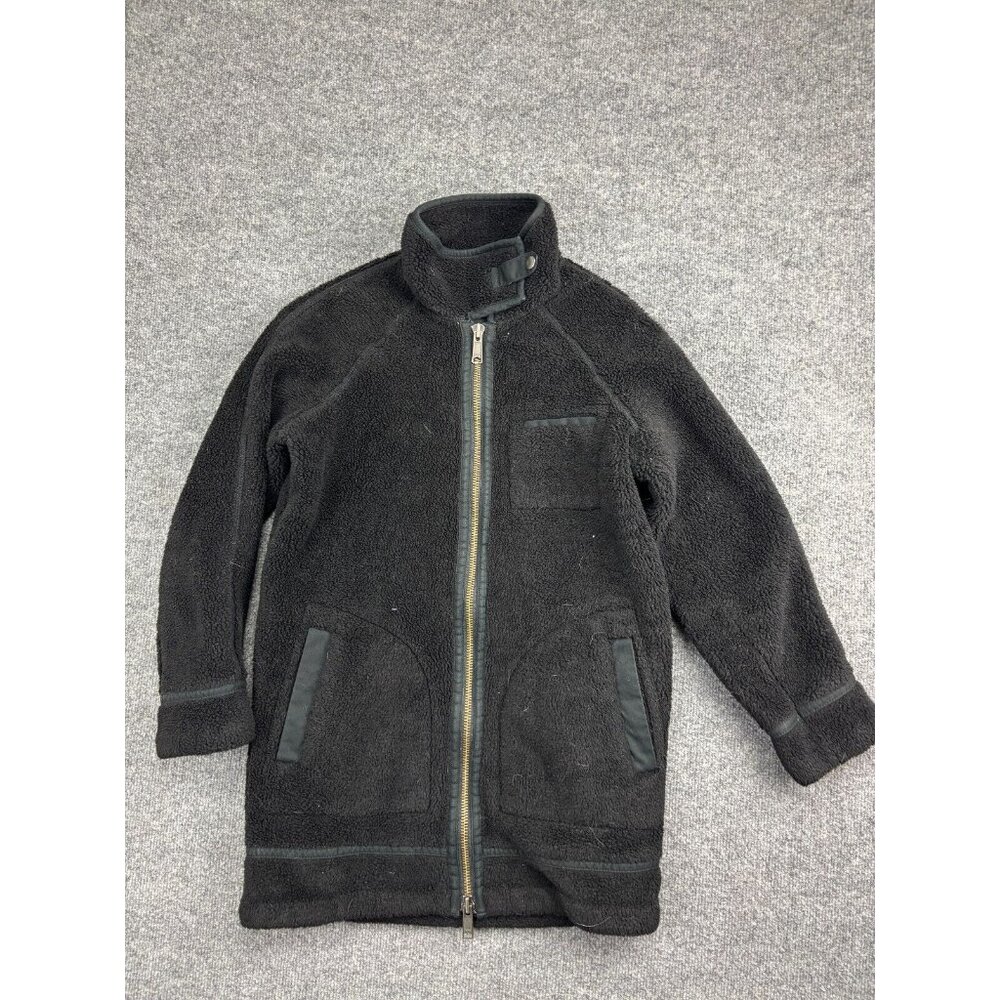 Madewell City Grid Sherpa Fleece Jacket Coat Women's XXS Black Full Zip